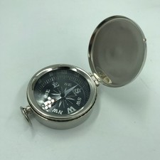 Brújula Náutica Acabado Cromo con Tapa, Antiguo Mini Bolsillo Estilo Colgante