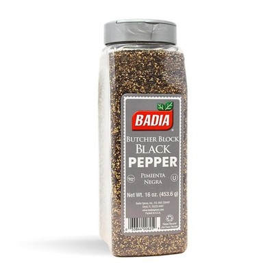 Badia Black Pepper Butcher Block 16 oz Coarse & Bold Pepper for Grilling Cooking