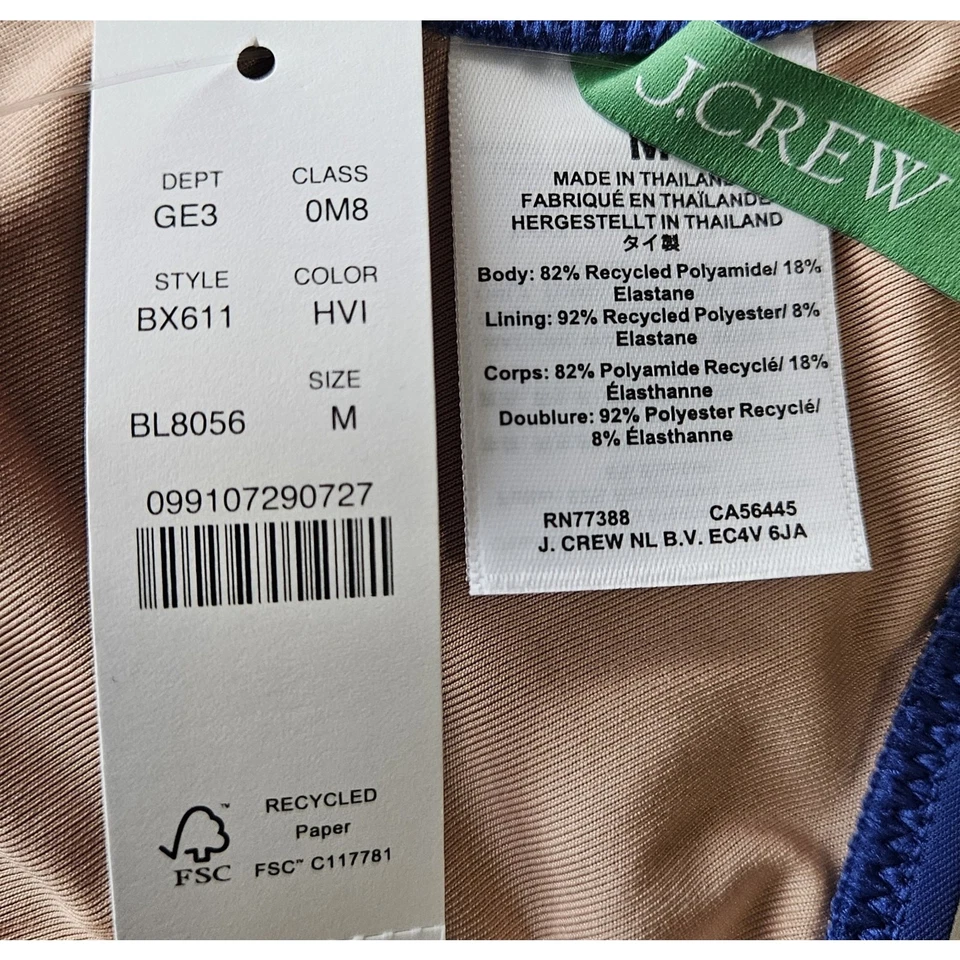 J. Top de biquíni feminino CREW tamanho M Heritage gola redonda forrado azul NOVO COM ETIQUETAS - Imagem 2 de 4