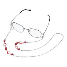Glasses Chain, Diamond Beaded Eyeglass Holder Chain Strap , Red
