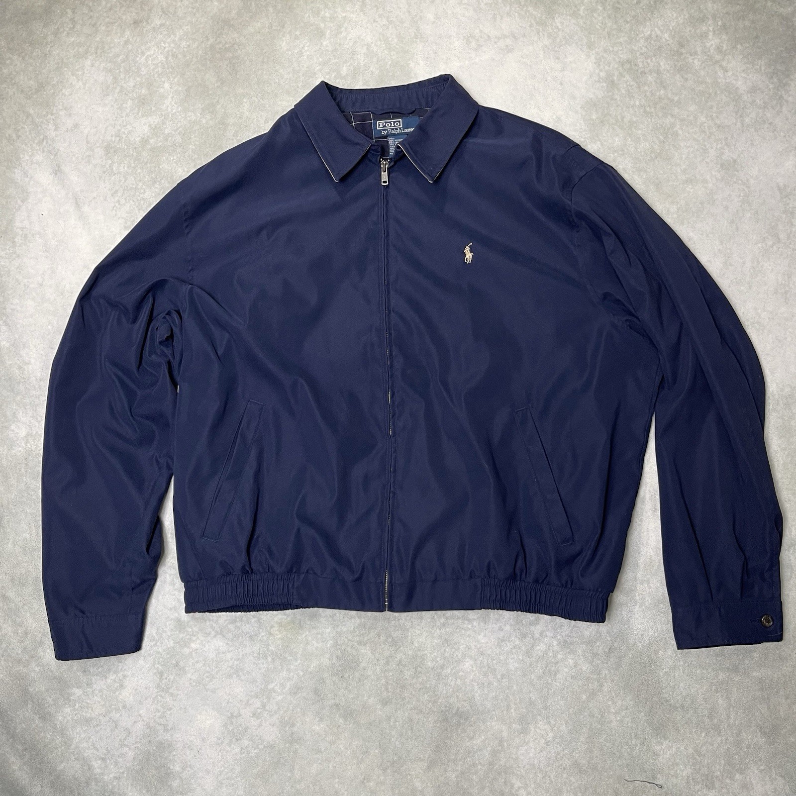 PONY Giacca Bomber Vintage Polo Ralph Lauren Harrington Foderata Blu Navy Uomo XL