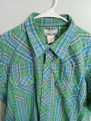 Vintage Wrangler Wrancher Pearl Snap Short Sleeve Single Stitch Shirt Size 2XL - Picture 4 of 13