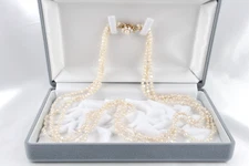 Tasaki Keshi Pearl 3-Strand Necklace 4mm  25" 14K Gold with Akoya Clasp