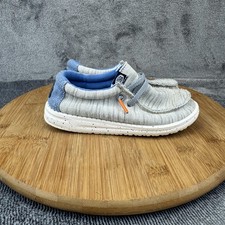 Hey Dude Wally Shoes Youth Size 11 Gray Blue Slip On Lightweight Moc Toe Casual