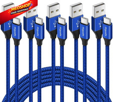 etguuds USB A to C Cable 5-Pack 3/3/6/6/10 3FT 6FT 10FT, Blue