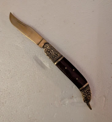 Vintage Taschenmesser Holzgriff, Edelstahl Clip-Point, Slipjoint, 1 Klinge - Bild 1 von 3