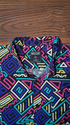 Camisa abotonada de algodón con estampado integral de los 90 masiva L y shorts grandes 2 piezas - Imagen 10 de 10