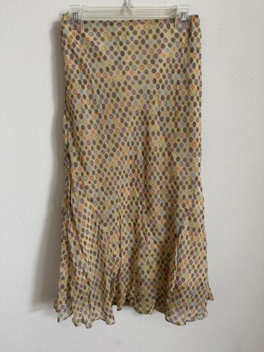 Vintage Y2K 90s Polka Dot Coquette Romaric Flowy Ruffle Hem Midi Skirt S - Picture 1 of 4