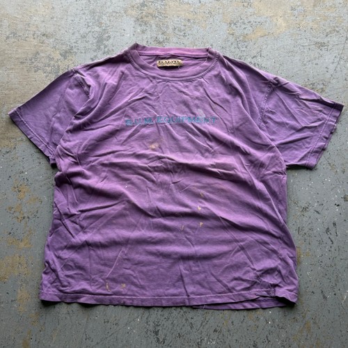 Vintage B.U.M. Equipment Purple paint splattered distressed Logo T-Shirt Size