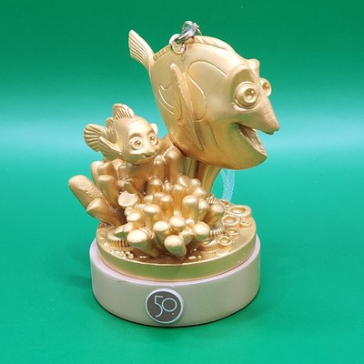 Disney Parks Ornament Fab 50 Dory & Nemo Gold Statue WDW 50th Anniversary
