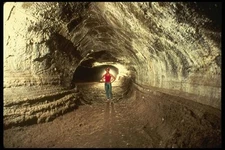 194097 Lava Tube Showing Curbs Marking Different Flows California A4 Photo Print