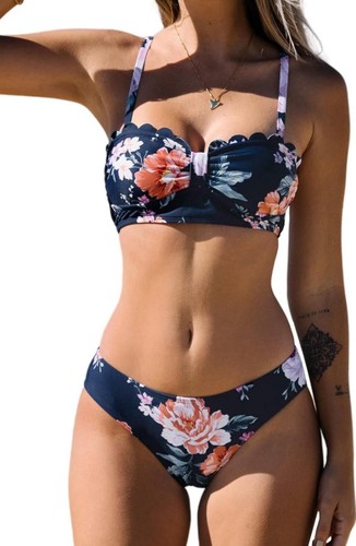 CUPSHE Women's Bikini Swimsuit Two Piece Bathing Suit High Waist Knot Wide Strap