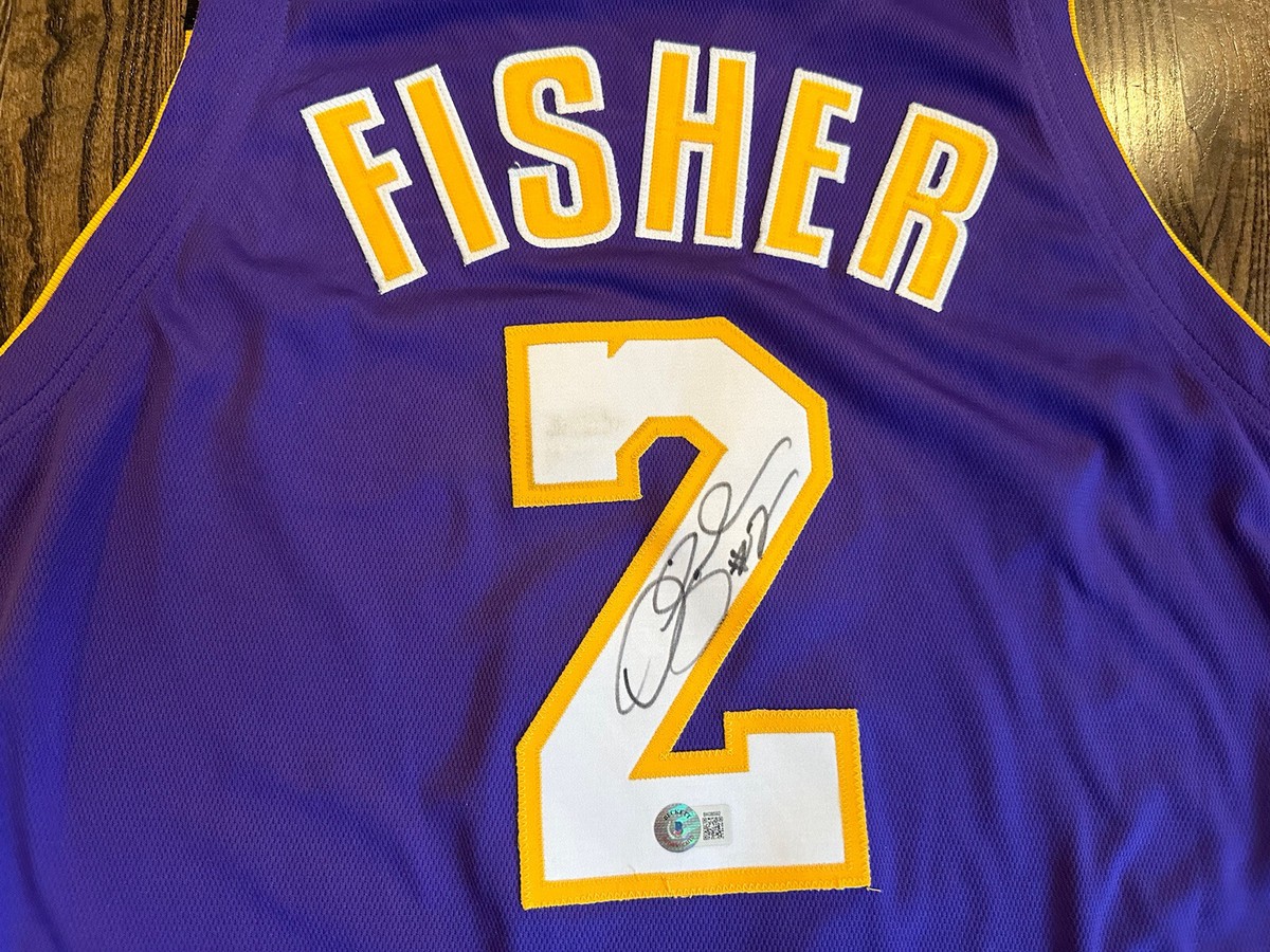 2002-2003 DEREK FISHER #2 LA Lakers NIKE Pro Cut Game Jersey