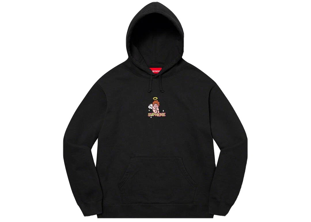 supreme angel hooded sweatshirt black - size L