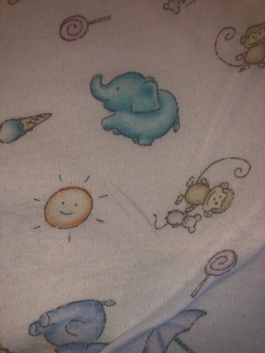 Vintage Carter's Cotton Baby Blanket White Elephant Mouse Monkey Banana Cheese - Picture 6 of 8