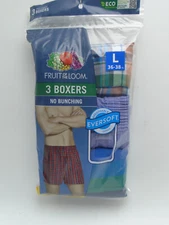 3 pair Men's Relaxed Fit Plaid Boxer Shorts Large 36-38 Fruit of the Loom