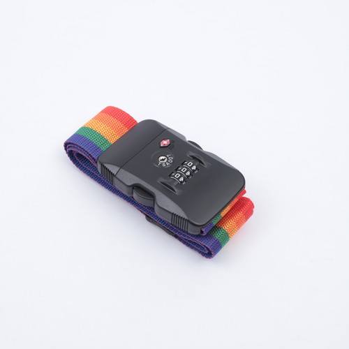 Luggage Strap TSA Customs Lock Luggage Strap Adjustable Length POM Snap Rainbow - Picture 5 of 13