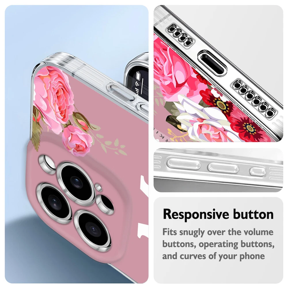 Floral TPU Phone Case for iPhone 15 16 Plus 14 13 12 11 XS Pro Max