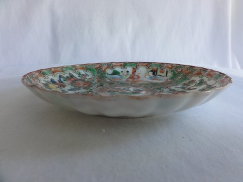 "Antigua placa estriada medallón rosa porcelana china 5 1/2" - Imagen 9 de 12