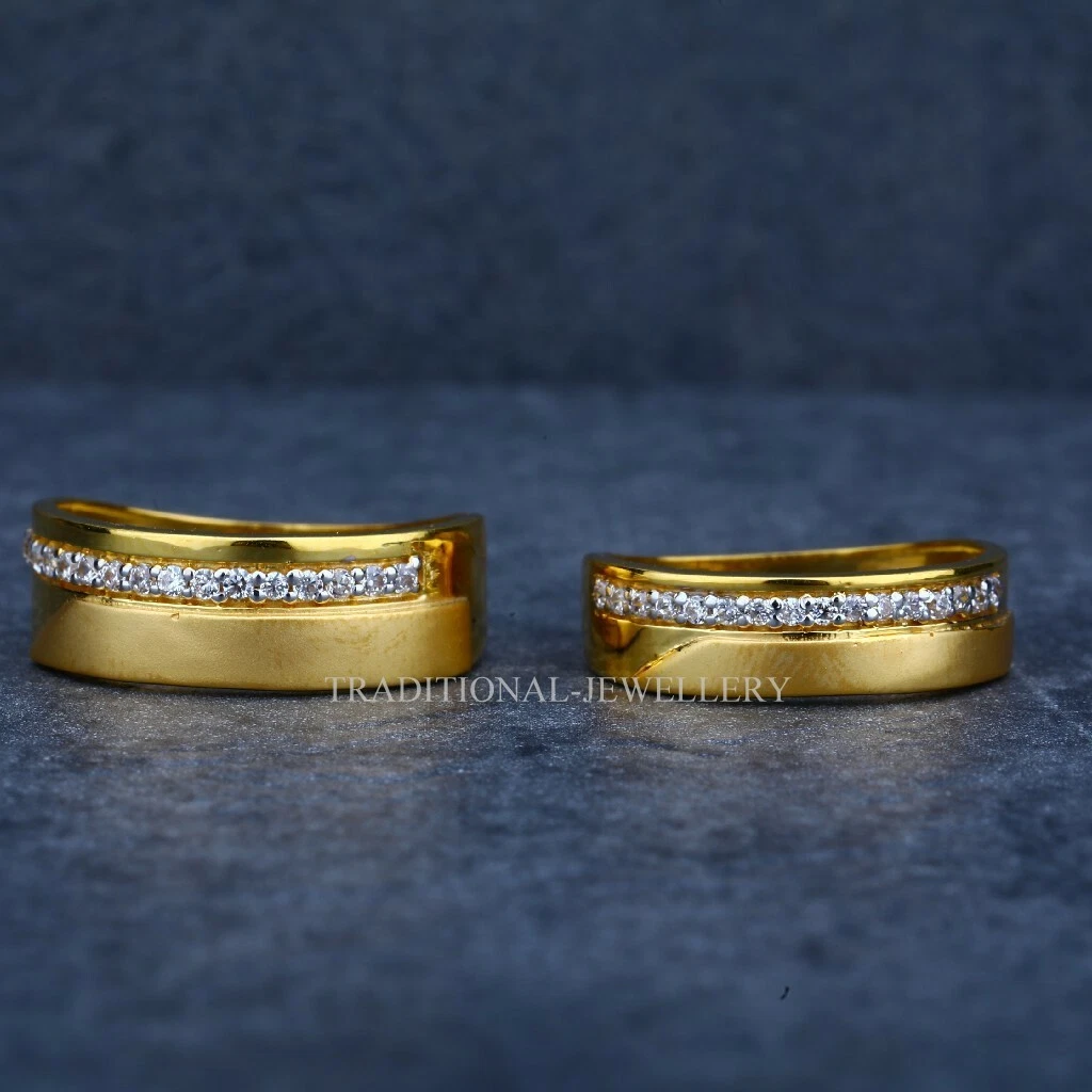 22K Gold Engagement Wedding Anniversary Gold Jewelry Man Women Couple Ring 5
