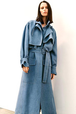 Joseph Warrick Blue Linen Wool And Silk Coat Sz 42 Fr Trench