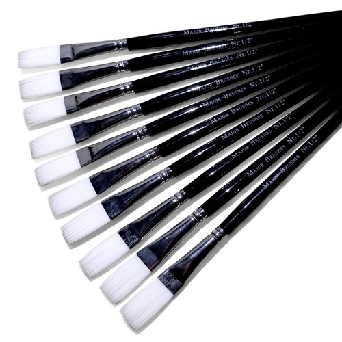 Major Brushes White Flat Synthetic Sable Brushes - Packs of 10 - Picture 10 of 12