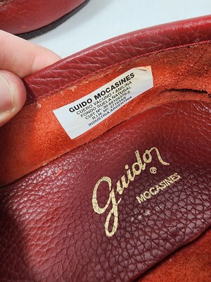 Guido Mocasines Size 9 Red Slip On Loafers Leather Argentina  display picture 1