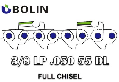 16''  Chainsaw Chain 3/8 LP .050 Gauge 55 DL fits Stihl S55 - Full chisel 