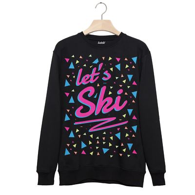 Batch1 Let’s Ski – Neon 80s Style Retro Après Ski Snowboard Slogan  Sweatshirt UK