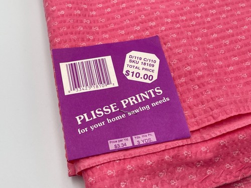 Vintage 70s/80s Plisse Prints Fabric Poly/Cotton Blend 3 Yds. Bubblegum Pink - Picture 2 of 5