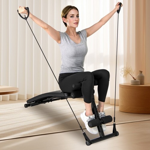 Adjustable Sit up bench Abdominal Training Workout Home With 2 Resistance Bands - Picture 2 of 10