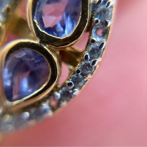 Rarities Carol Brodie 925 Gold Tone Labradorite, Tanzanite, Zircon Earrings FLAW - Picture 4 of 8
