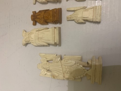 Antique Chinese Carved Figural Chess Pieces Set of 10 Very Ornate - Picture 2 of 4