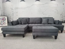 3c Modern Dark Grey Microfiber Sectional Sofa Set S168LDG (Custom made options)