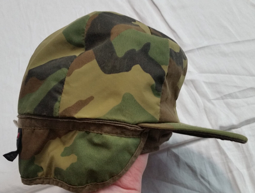 Vintage Gore-Tex Woodland Camo Hunting Military Baseball Ear Flap Hat Cap Medium - Picture 3 of 11