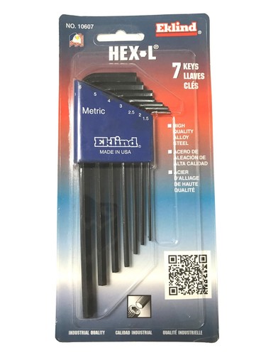 Eklind Metric Hex Wrench Key Set 7pc Black Finish 1.5-6 MM 10607 MADE IN USA - Picture 2 of 5