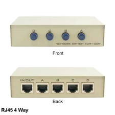 Kentek RJ45 Ethernet 4 Way Mini Data Switch Box for Network Routers Modem PC
