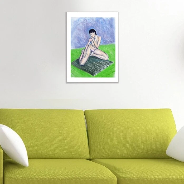 Beautiful Expressive, Nude Art, drawing in pastel ORIGINAL ART, 30x38cm Signed - Image 2 of 3