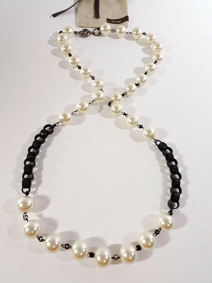 Lee Angel Neiman Marcus женщин Desiree черный металлический жемчуг ожерелье с Ярлыками 495