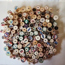 Vintage Lot Of 162 Empty Wooden Sewing Thread Spools Various  Brands & Sizes
