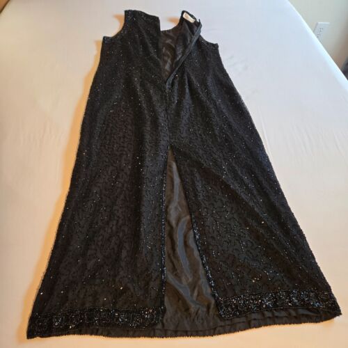 Vintage LAURENCE KAZAR Old Money Abschlussball schwarz Seide Perlen langes Kleid Dress Größe 2X. - Bild 11 von 23