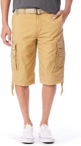 Men's Cotton Belted Cargo Shorts Big Tall 15" Inseam Adjustable Pockets Zipper - Picture 14 of 31