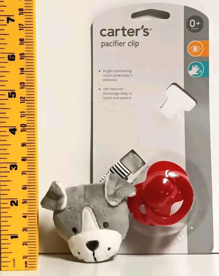 Carters 2015 Perrito Gris Blanco Peluche y Chupete Clip En Nuevo de Lote Antiguo Foto 2 de 4