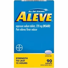 Aleve Pain Relief Naproxen Sodium Caplets Pain Reliever/Fever Reducer 90 Count