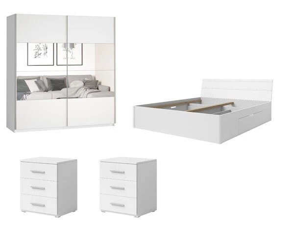 Ensemble De Chambre À Coucher Complet Beta 4 Pièces Blanc Exécution Au Choix - Photo 2/4