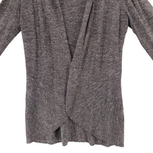 EILEEN FISHER Cardigan Open Front Heather Brown Gray Wool Linen Silk MEDIUM - Picture 2 of 7
