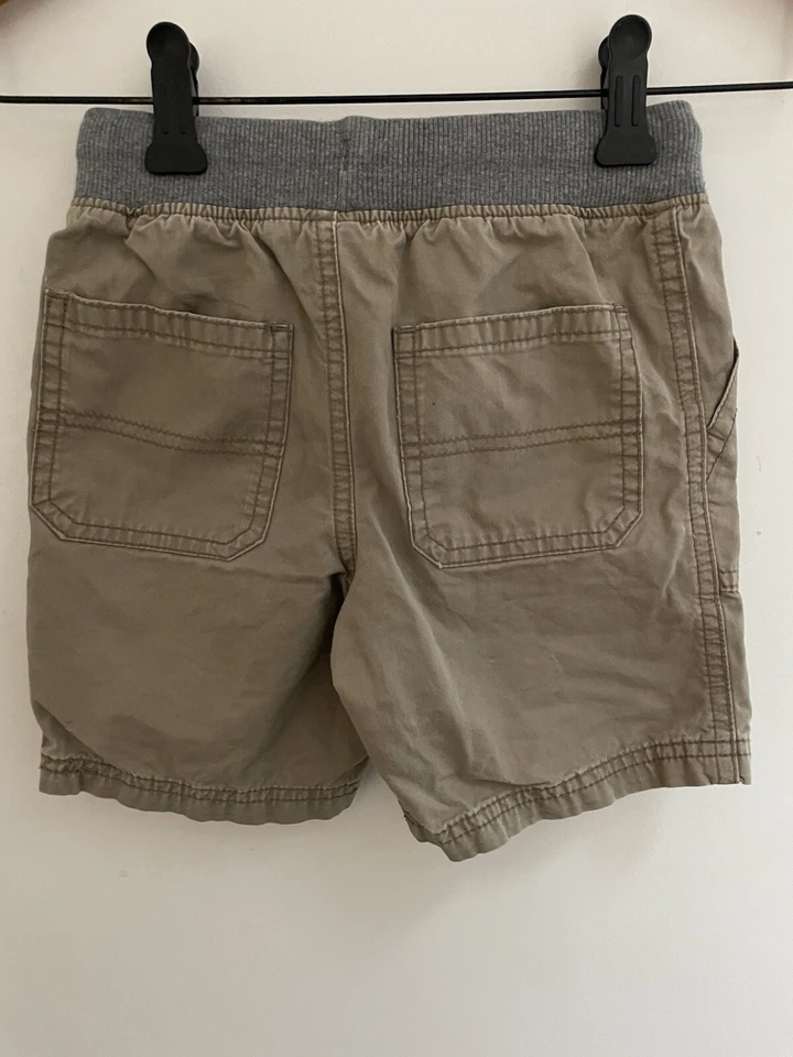 Carter's Kid Boy Adjustable Waist Rib-Knit 100% Cotton Pull On Shorts Beige Sz 5 - Image 4 of 4