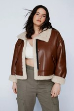 Nasty Gal Plus Size Buckle Detail Aviator Jacket (size 20)