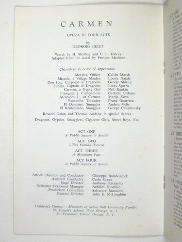 Carmen Opera Program 1964 Seton Hall University Cehanovsky Nell Rankin Shirley - Picture 5 of 9