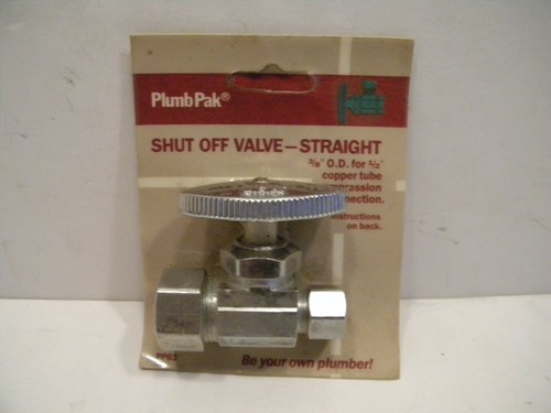 Vintage Plumb Pak PP-63 Straight Shut Off Valve 3/8" O.D. For 1/2" Copper Tube